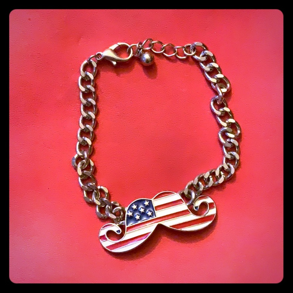 American Flag Mustache Ladies Bracelet